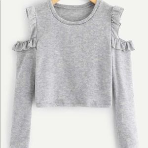 Cold Shoulder Grey Top